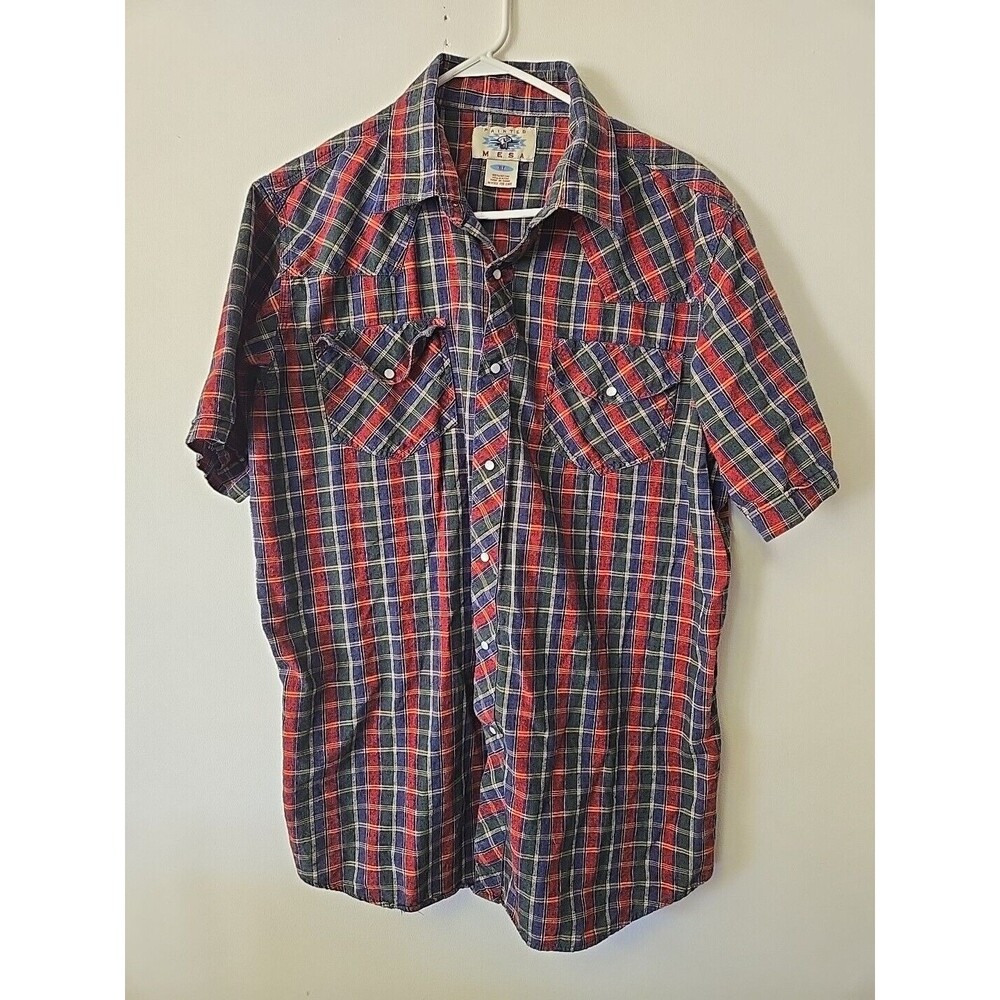 Mesa Western Plaid Short Sleeve Shirt Menswear Cowboy Ranch XLT‎ Pearl Snap